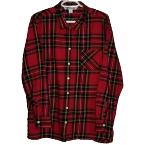 Old Navy Classic Red Plaid Flannel Long Sleeve Button Up Size Women XXL